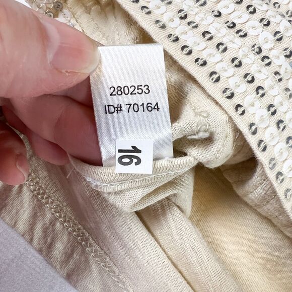 NWT Loft Tshirt XL Gold Sequin Glam Going Out Party Boxy Mob Wife Boho Chic - Picture 5 of 8